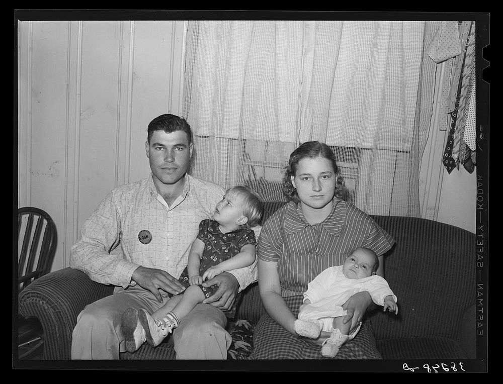 Family group of workman from Northwest Texas who is now employed in construction work at naval air base. Corpus Christi…