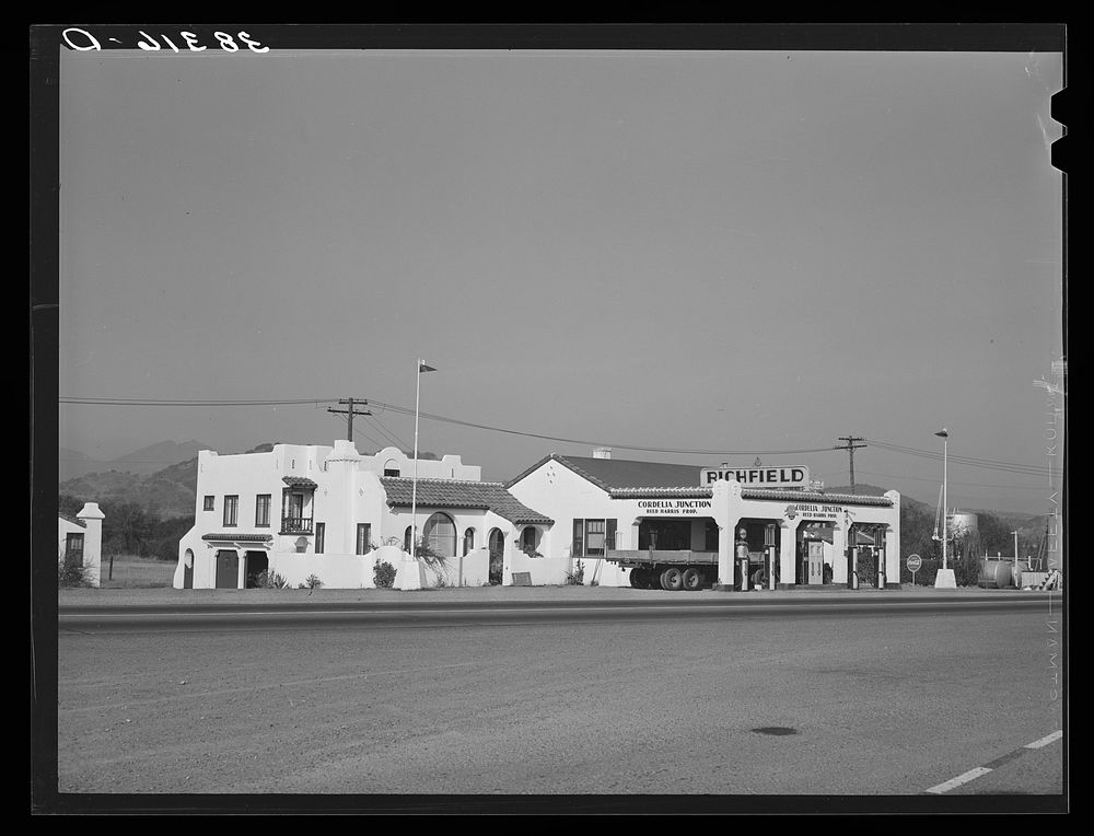 Filling station. Solano County, California by Russell Lee