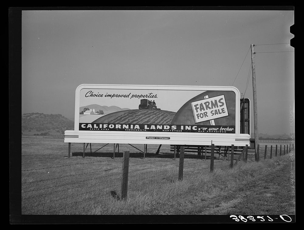 Sign. Any and every highway in California by Russell Lee