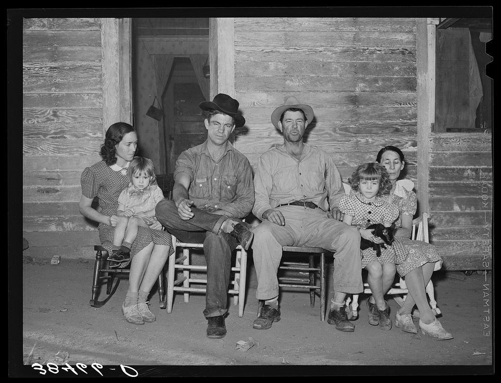 Farmer from Oklahoma, his wife, son and daughter-in-law and two grandchildren. Placer County, California. They have bought a…
