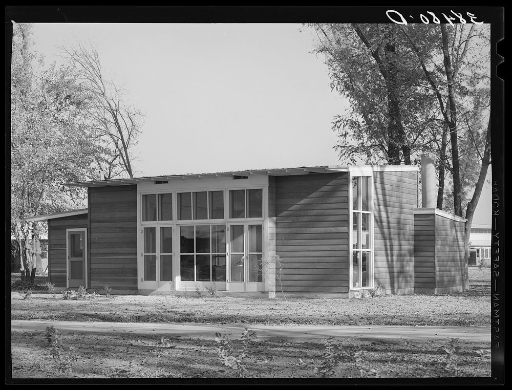 Community building of the Yuba City farm workers' camp. Yuba City, California by Russell Lee
