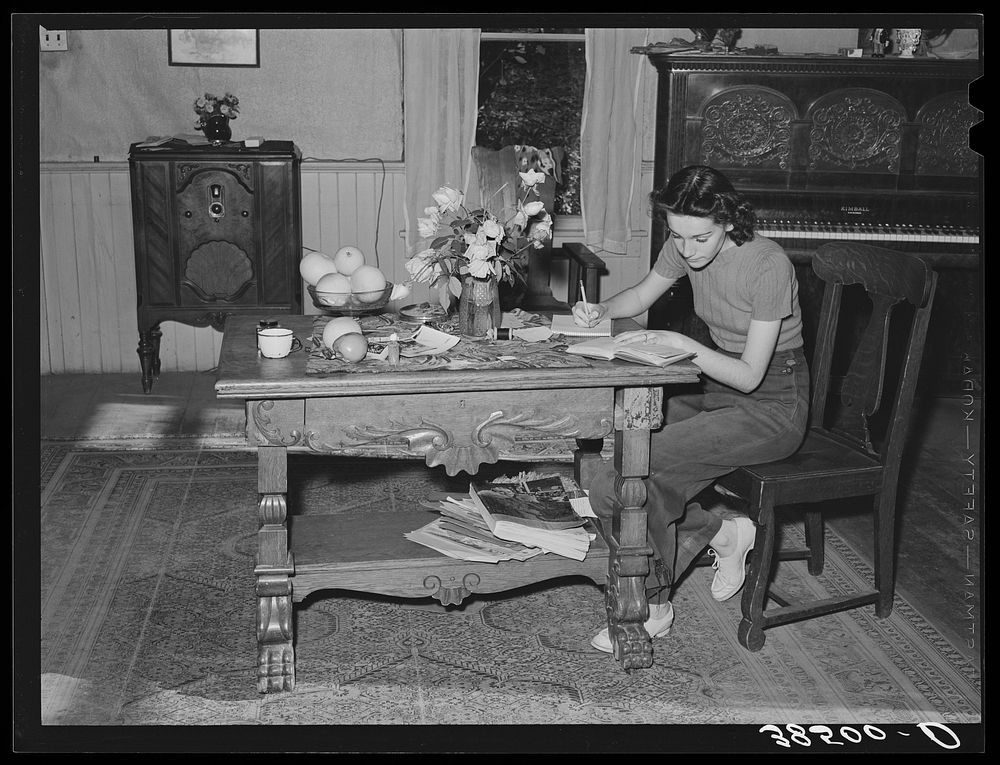 Daughter of fruit farmer. Placer County, California. Her father owns eighteen acres, twelve of which are in fruit. Has no…