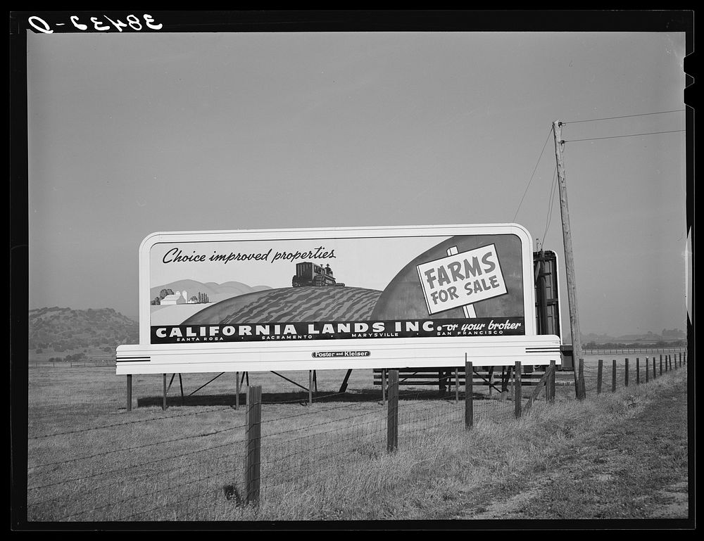 [Untitled photo, possibly related to: Sign. Any and every highway in California] by Russell Lee