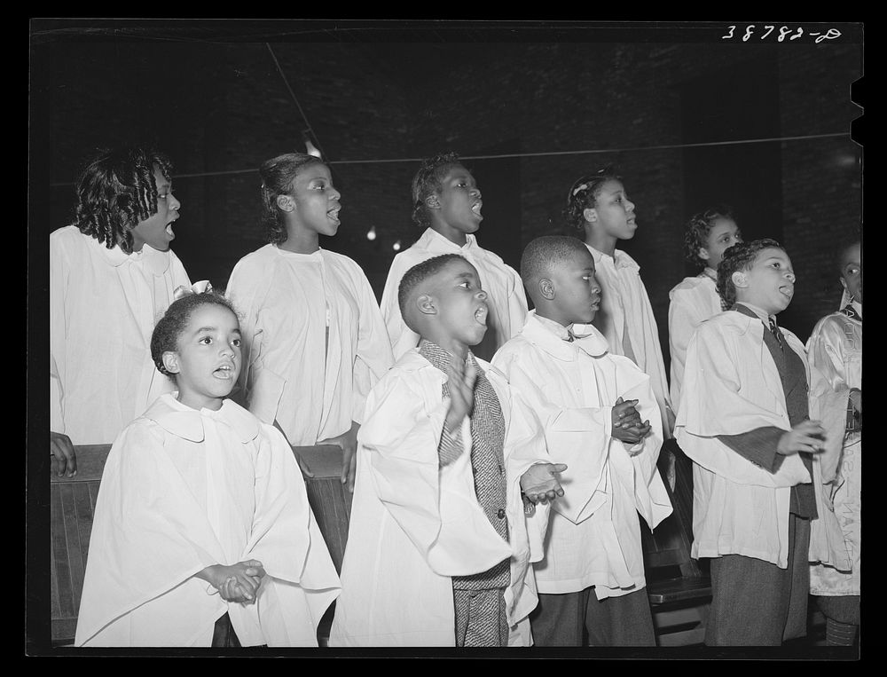 Children's choir of Pentecostal church. Chicago, Illinois by Russell Lee