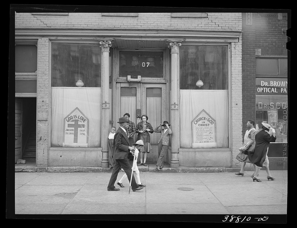 [Untitled photo, possibly related to: "Storefront" church. Chicago, Illinois] by Russell Lee