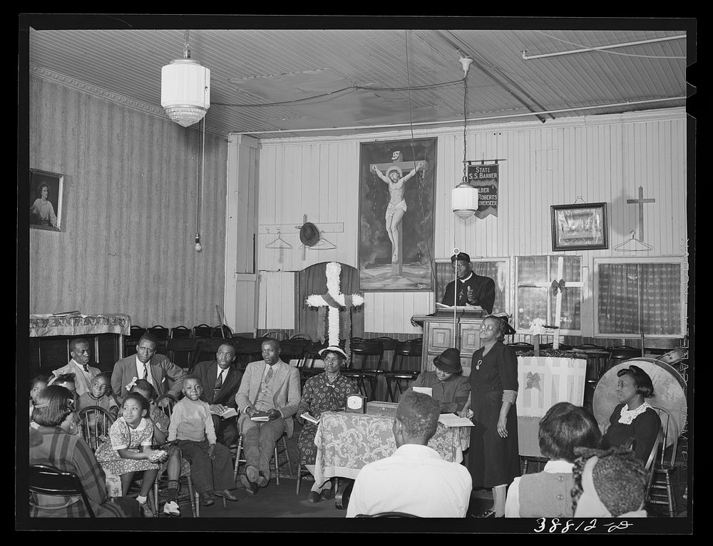 "Storefront" Baptist church during services on Easter morning. Chicago, Illinois by Russell Lee