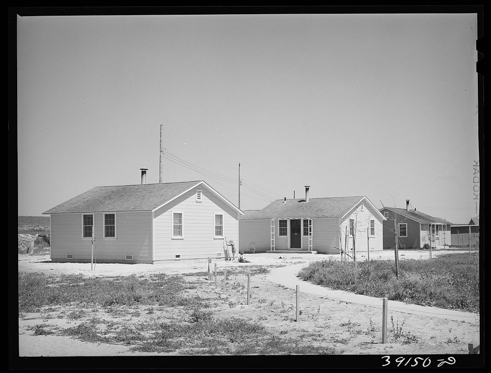 Houses for permanent farm workers at the FSA (Farm Security Administration) farm workers' camp. Caldwell, Idaho by Russell…