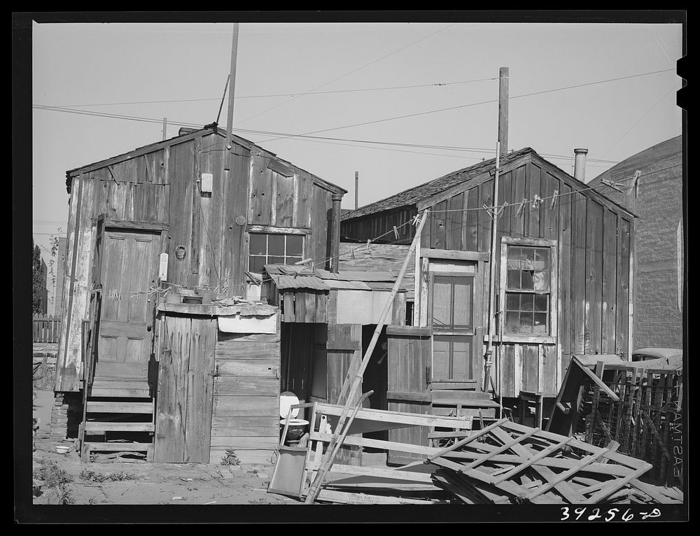 General view of courtyard in Mexican section. San Diego, California by Russell Lee