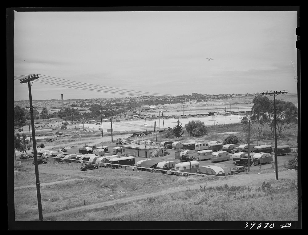 Overall view of trailer court. San Diego, California by Russell Lee