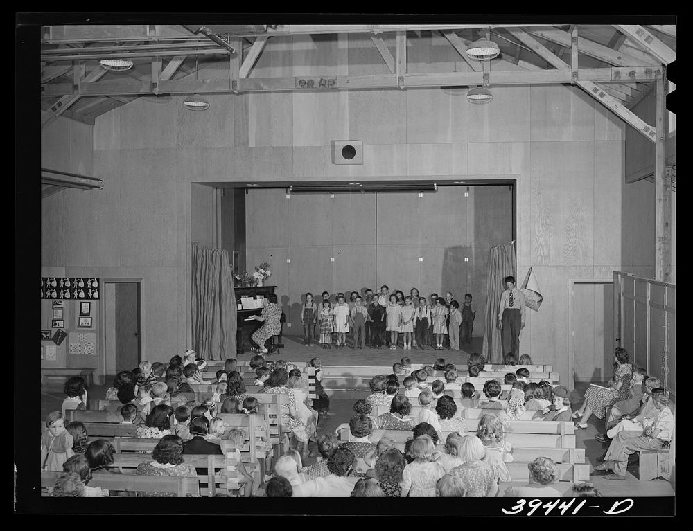 Program given by the children at the end of school term at the FSA (Farm Security Administration) labor camp. Caldwell…