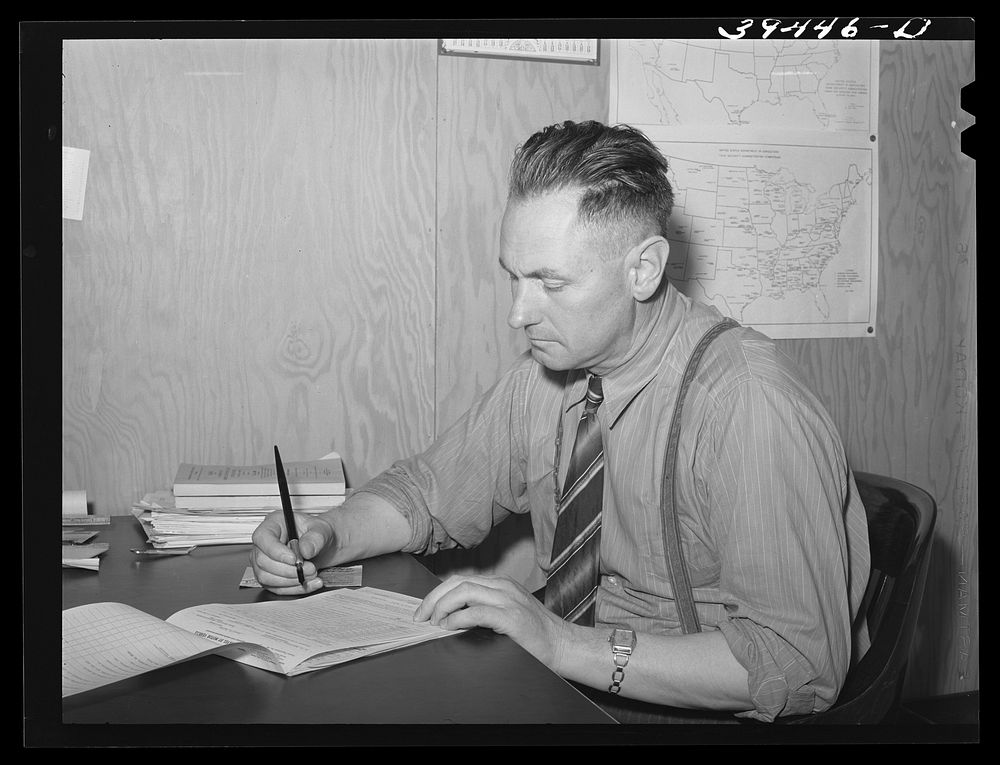 Manager of the FSA (Farm Security Administration) labor camp. Caldwell, Idaho by Russell Lee