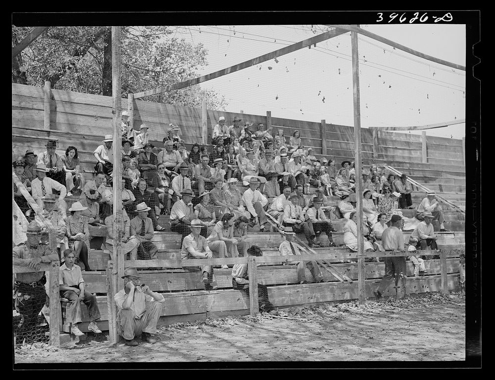 Spectators at the baseball game on the Fourth of July at Vale, Oregon by Russell Lee
