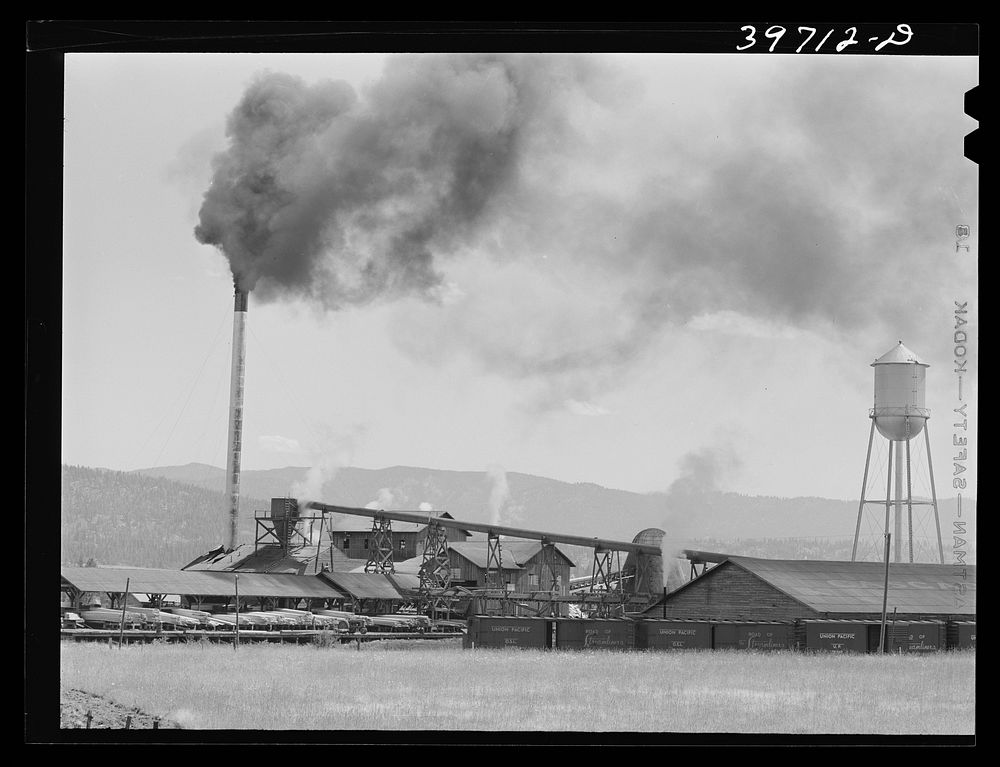 Lumber mill at Cascade, Idaho. There are about 300 lumber mills in Idaho, but 93% of the lumber is sawed by twenty-seven of…