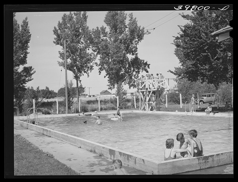 [Untitled photo, possibly related to: Swimming pool at Athena, Oregon. This pool is near the FSA (Farm Security…