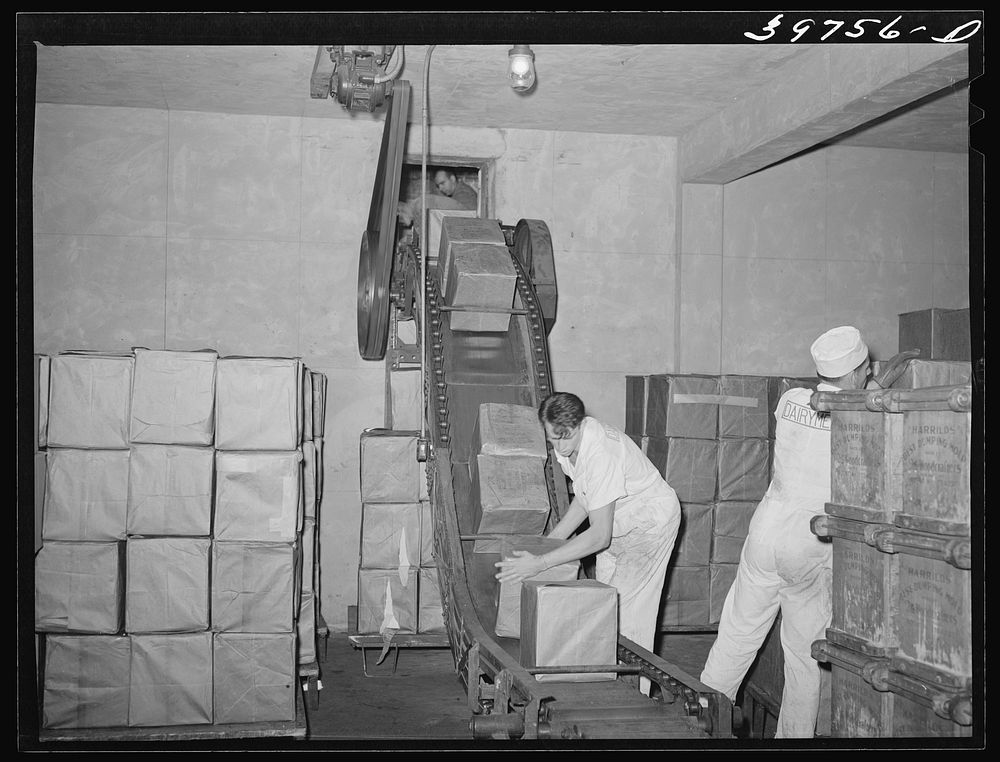 Butter going out of Dairymen's Cooperative Creamery for shipment. Caldwell, Canyon County, Idaho by Russell Lee