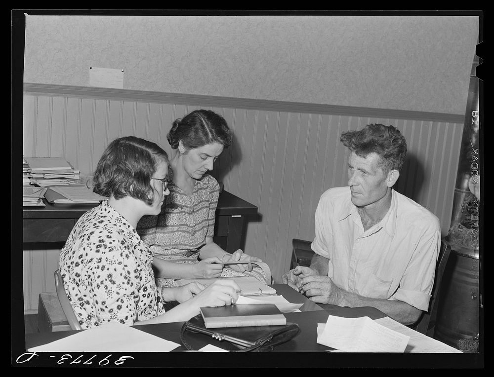 [Untitled photo, possibly related to: FSA (Farm Security Administration) clients making plans for farms in county…