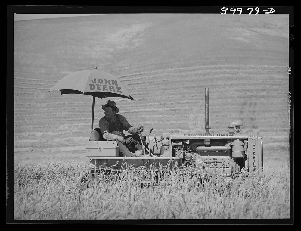 Caterpillar tractor in the wheat. Whitman County, Washington by Russell Lee
