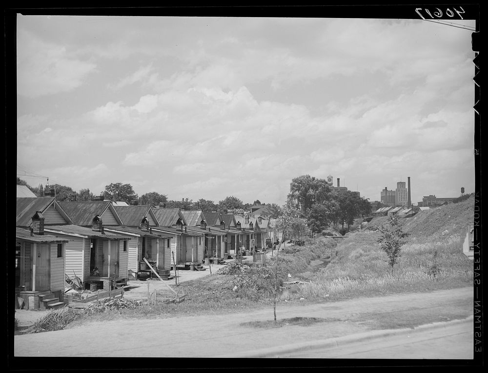 Backs of houses in  quarter, Durham, North Carolina. Sourced from the Library of Congress.
