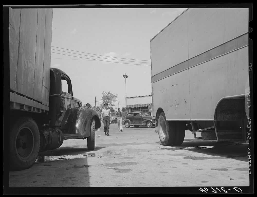[Untitled photo, possibly related to: Trucks parked at Capital truck service station on New York Avenue at Bladensburg Road.…