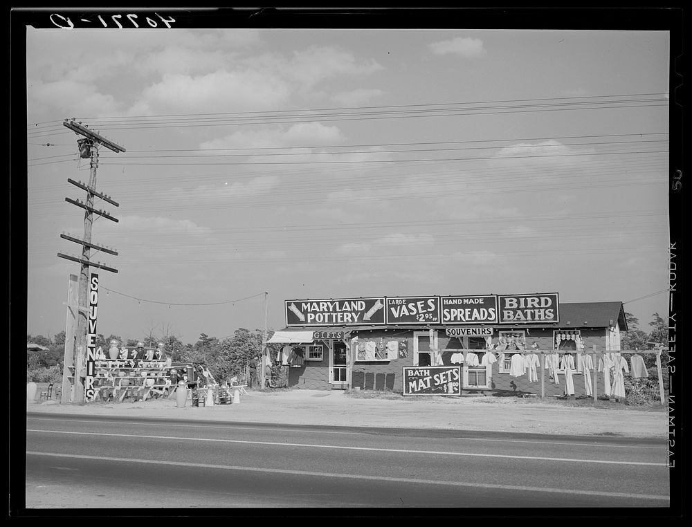Souvenir stand along U.S. Highway No. 1 near Savage, Maryland.. Sourced from the Library of Congress.