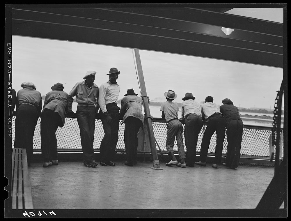 [Untitled photo, possibly related to: Migratory agricultural workers crossing from Norfolk to Cape Charles on the ferry.…