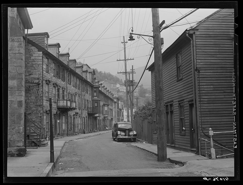[Untitled photo, possibly related to: Old houses on Race Street. Mauch Chunk, Pennsylvania]. Sourced from the Library of…