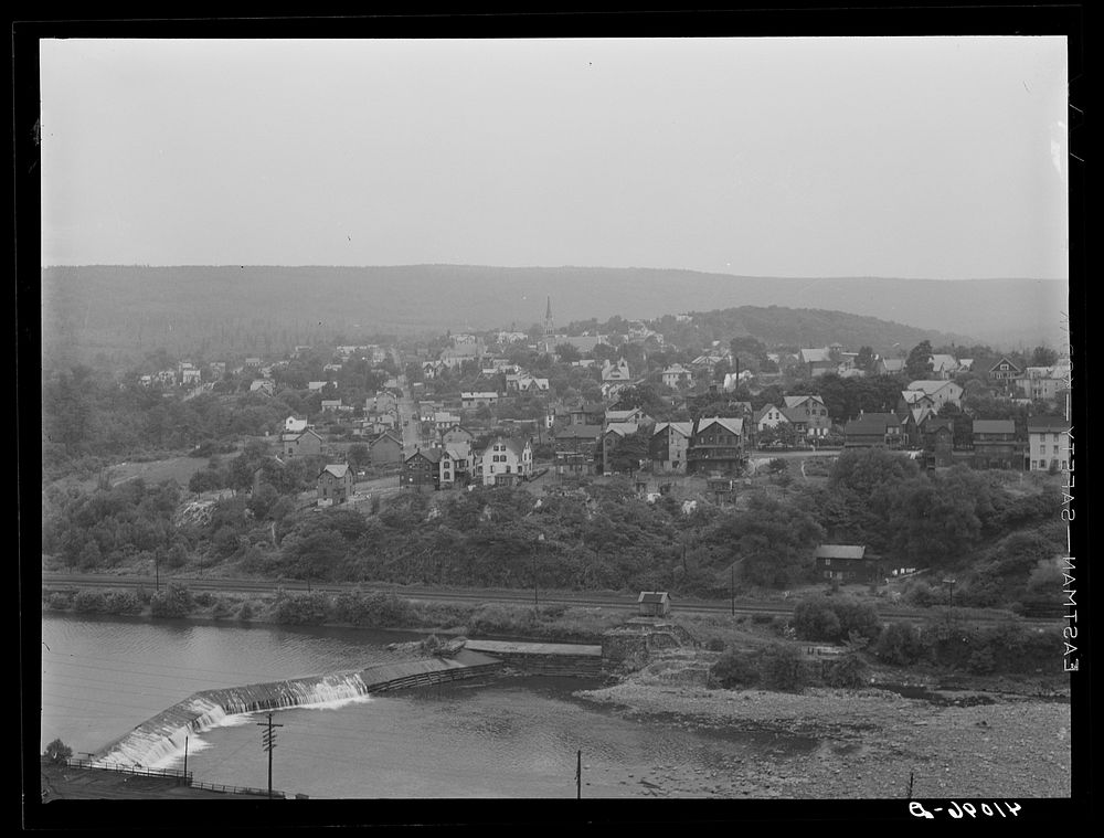 [Untitled photo, possibly related to: View of East Mauch Chunk from Upper Mauch Chunk with Lehigh River in foreground. Mauch…