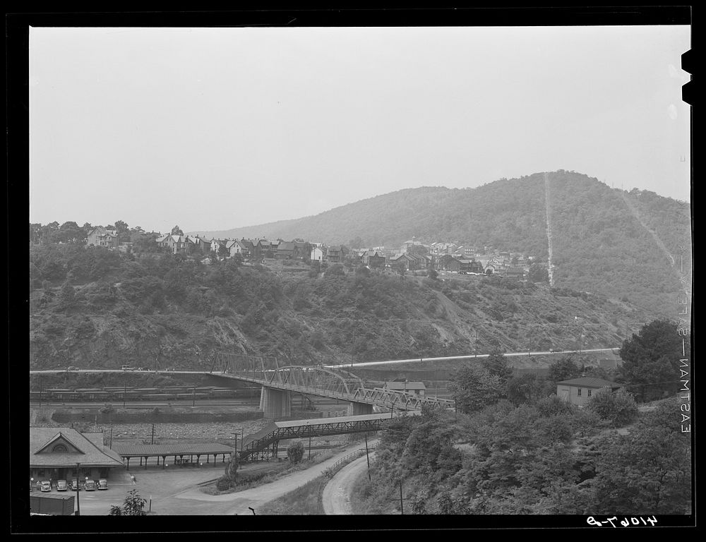 [Untitled photo, possibly related to: View of upper Mauch Chunk from East Mauch Chunk. In the background is Mount Pisgah and…