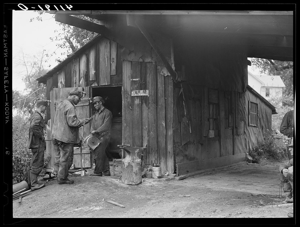[Untitled photo, possibly related to: Scene at Doughterty's Mines, a mine in a farm near Falls Creek, Pennsylvania]. Sourced…