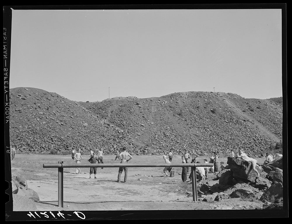 Baseball diamond for children with slagpile in background. Coaldale, Pennsylvania. Sourced from the Library of Congress.