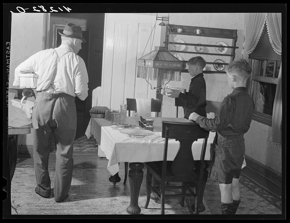 Getting ready to go to the market at the farm of Ralph Reitz, near Falls Creek, Pennsylvania. He is a member of the Tri…