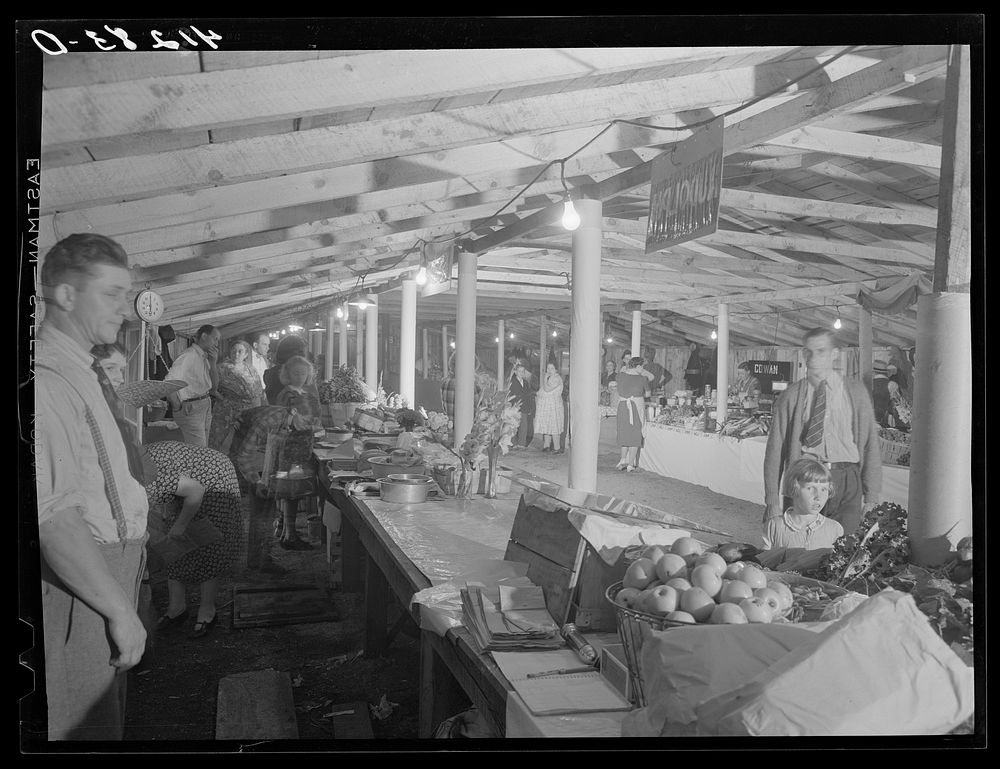 [Untitled photo, possibly related to: Interior of Tri-County Farmers Coop Market at Du Bois, Pennsylvania]. Sourced from the…