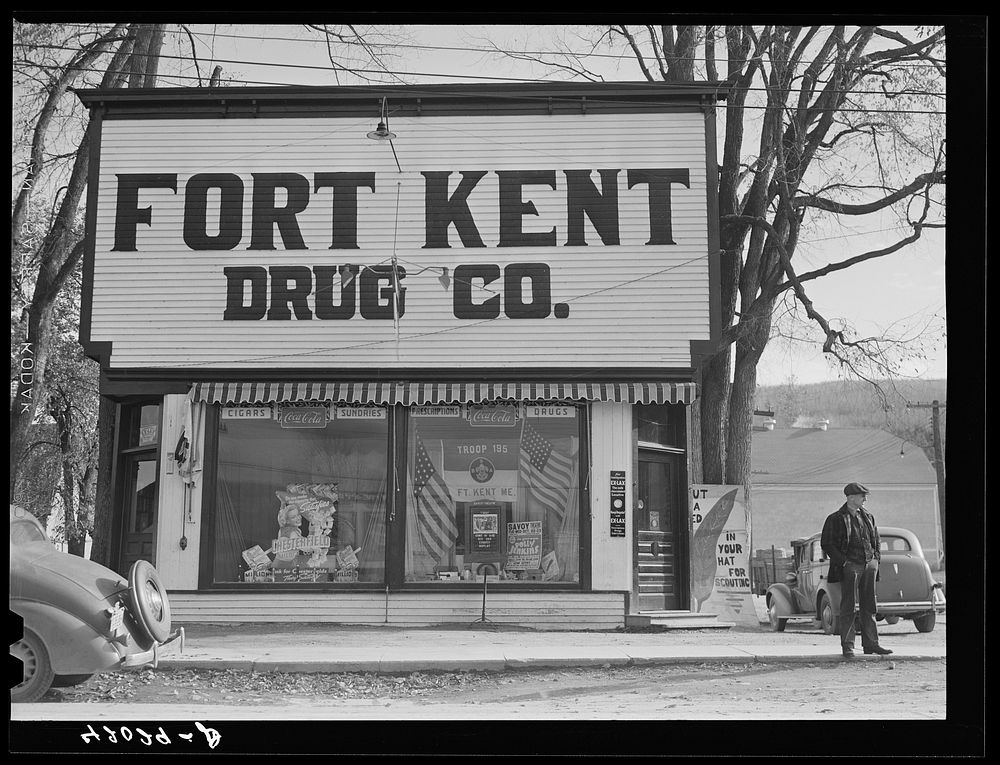 On the main street of Fort Kent, Maine. Sourced from the Library of Congress.