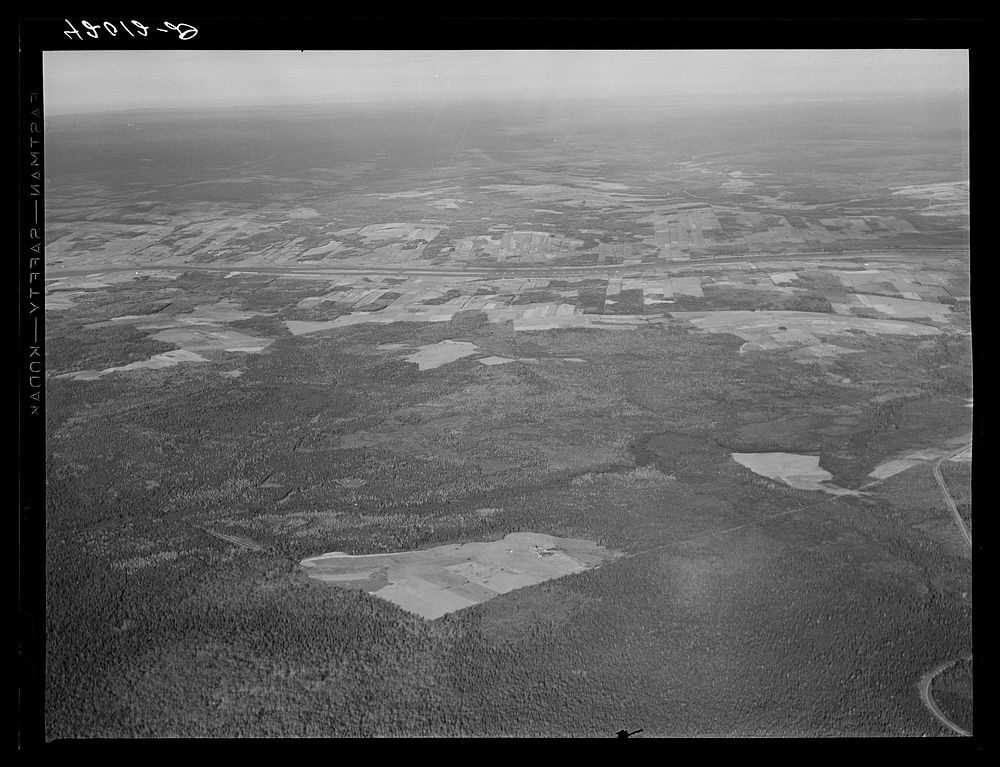 Aroostook potato seed foundation farm in the foreground showing its isolation from the other fields. Near Caribou, Maine.…