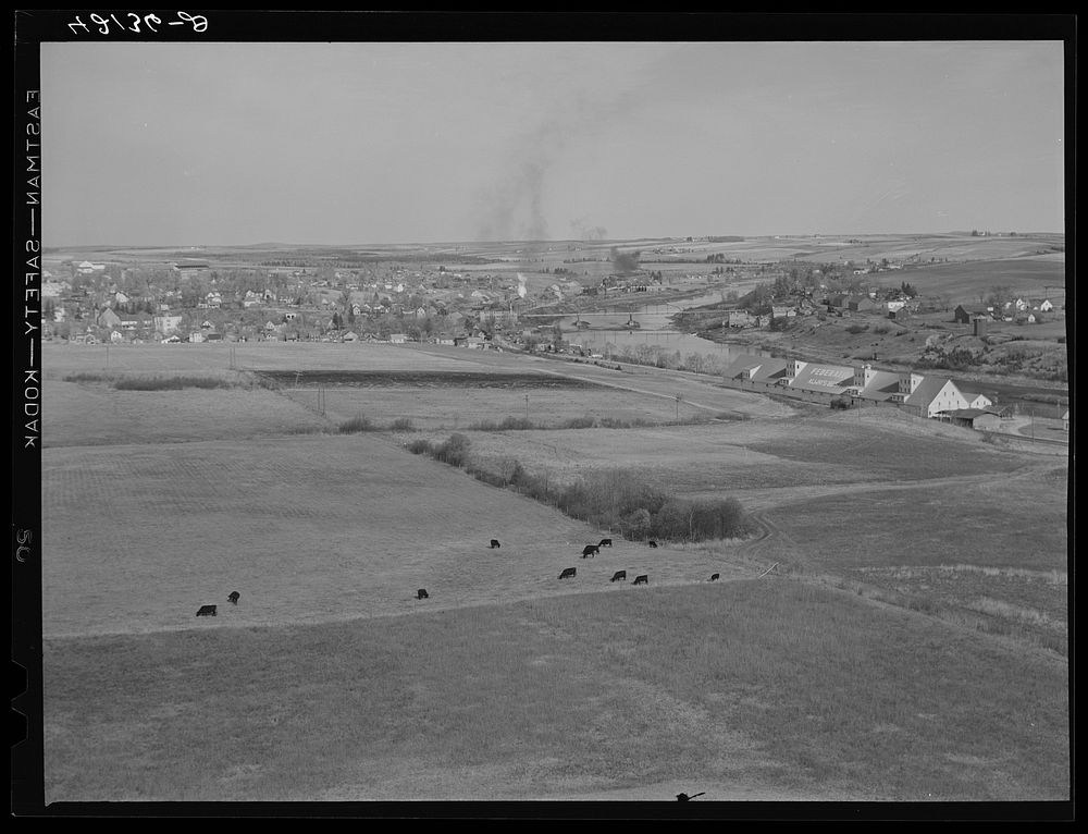 The town of Caribou, Maine. On the right is the Aroostook River. Sourced from the Library of Congress.