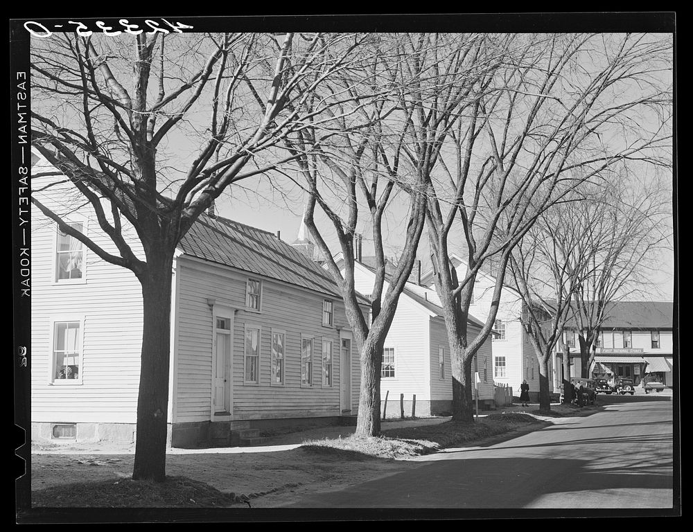 Old company houses on the main street of Occum, Connecticut. Sourced from the Library of Congress.