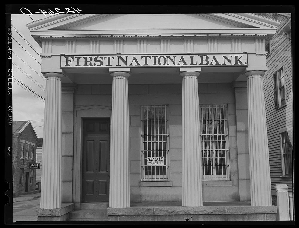 A bank for sale in Stonington, Connecticut. Sourced from the Library of Congress.
