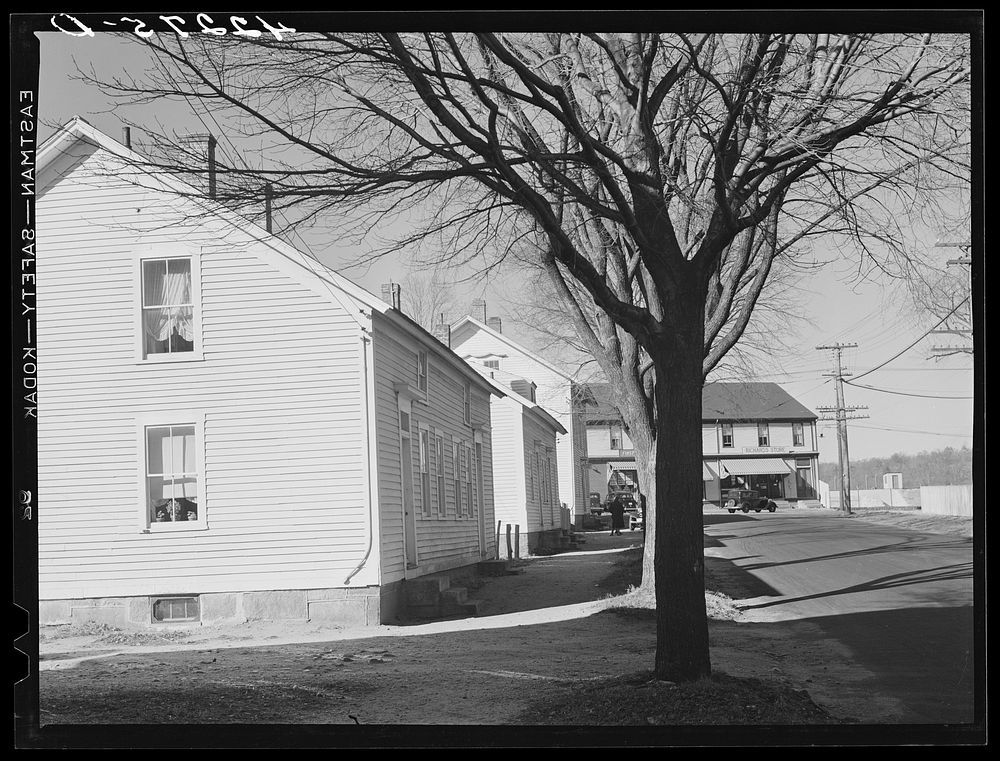 Old company houses on the main street of Occum, Connecticut. Sourced from the Library of Congress.