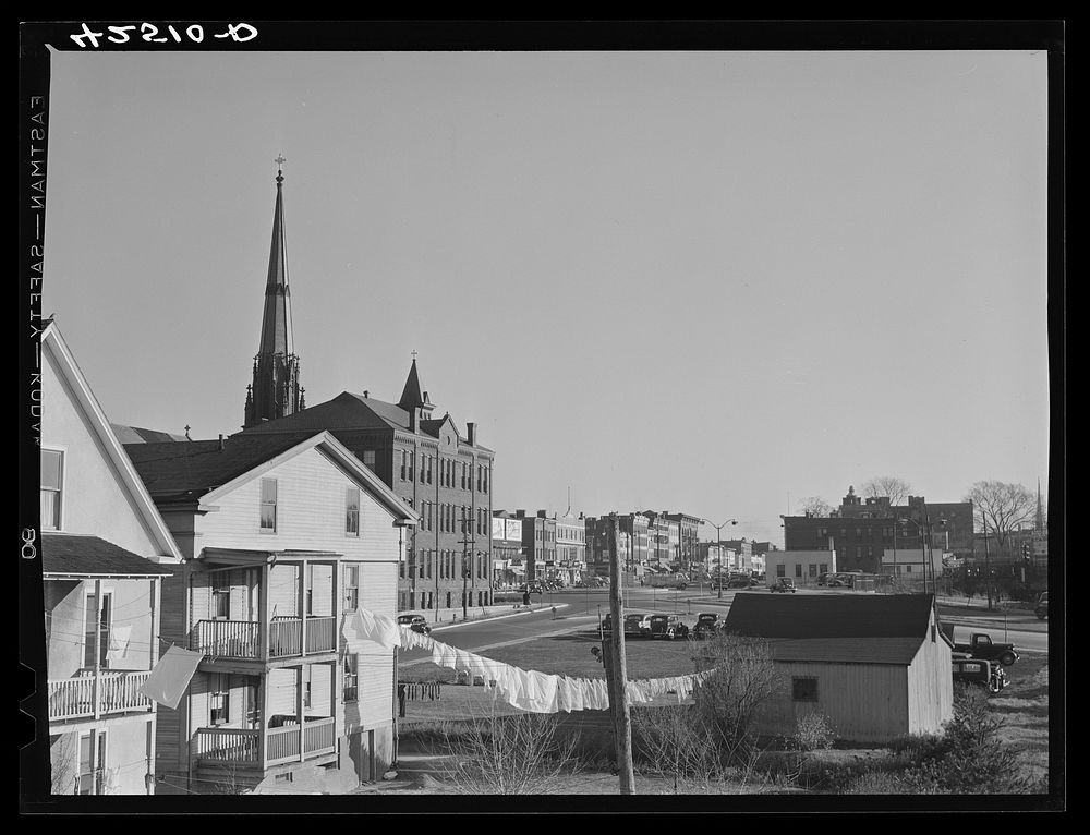 In the distance is the main street of Middletown, Connecticut. Sourced from the Library of Congress.