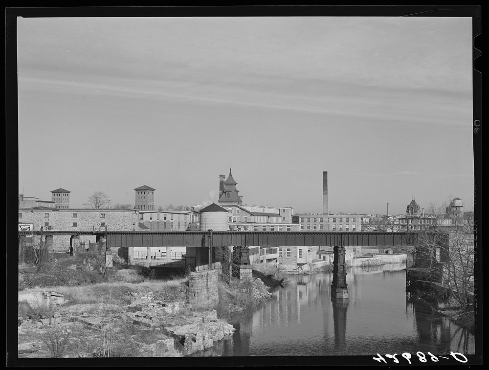 Old textile mills in Woonsocket, Rhode Island. Sourced from the Library of Congress.