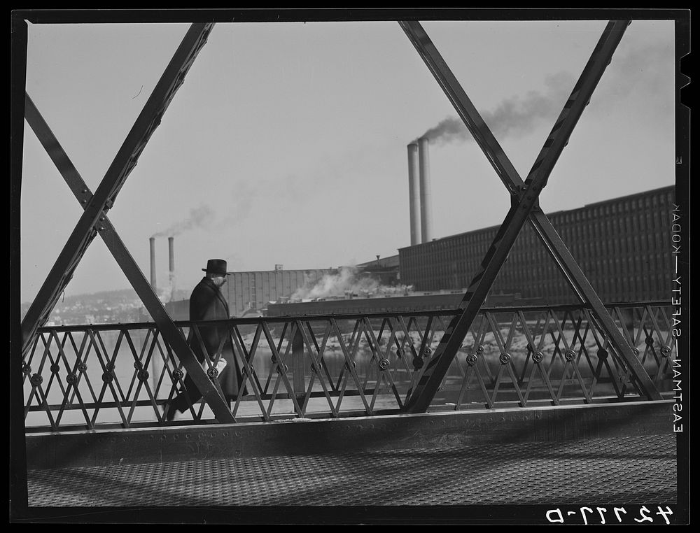 [Untitled photo, possibly related to: Men going to work in a textile mill in Lawrence, Massachusetts]. Sourced from the…