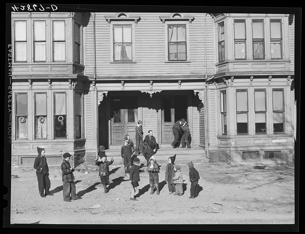 [Untitled photo, possibly related to: Children in a tenement district in Brockton, Massachusetts]. Sourced from the Library…