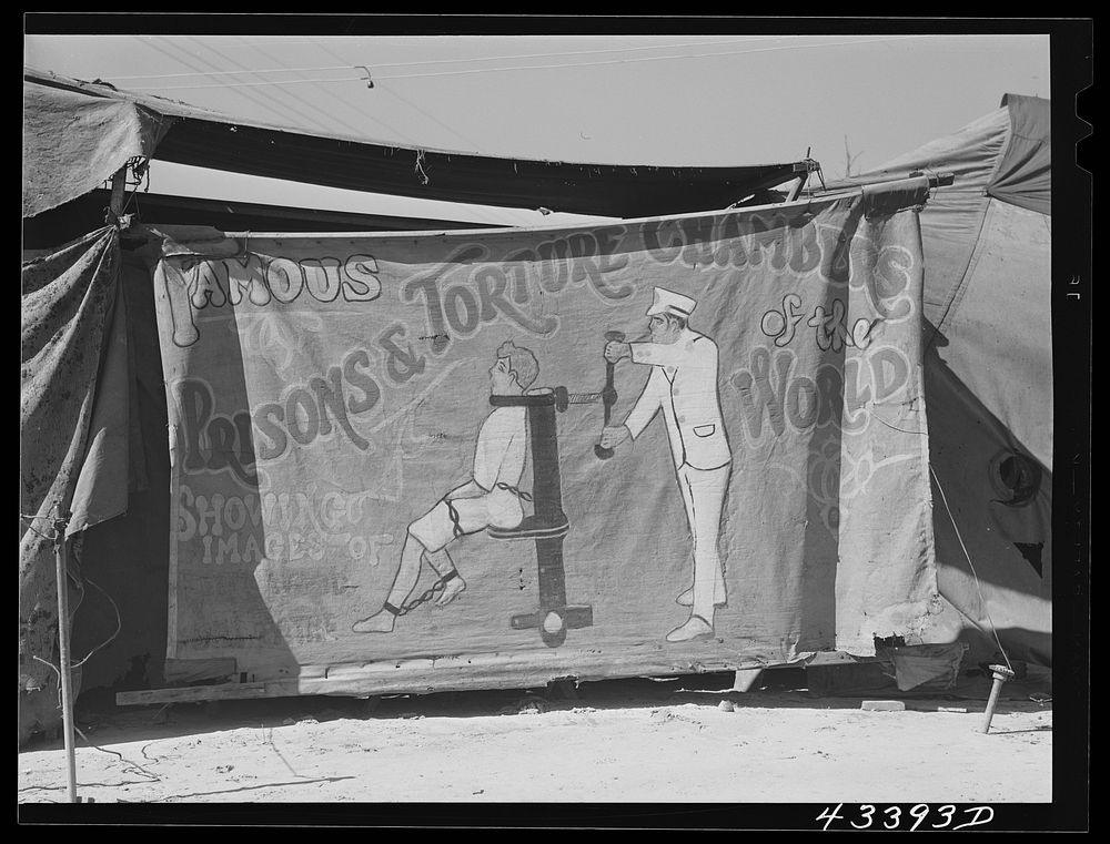 Sign at travelling sideshow "crime museum" near Fort Bragg, North Carolina. Sourced from the Library of Congress.