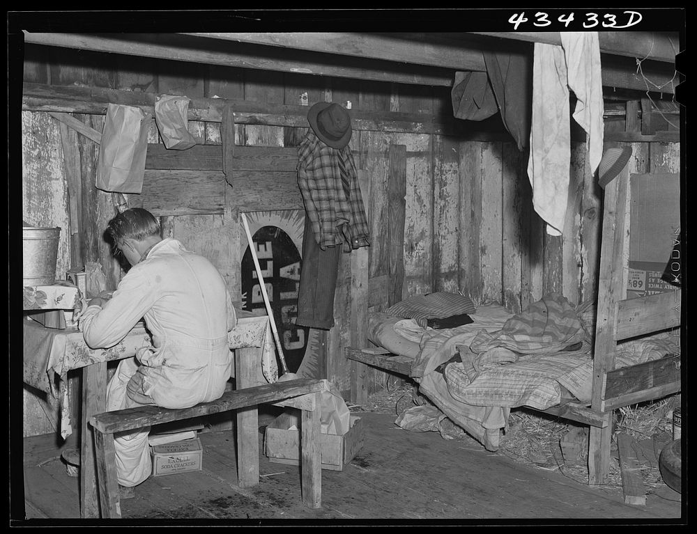 Five workers employed at Fort Bragg lived in this barn near Manchester, North Carolina. Sourced from the Library of Congress.