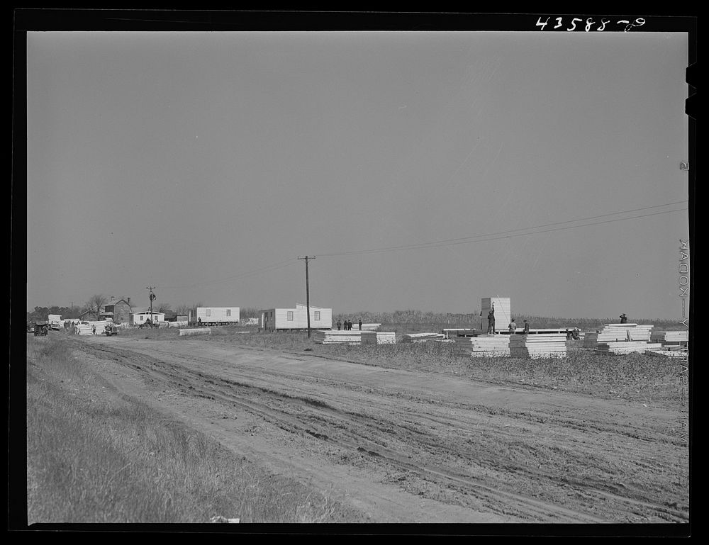 Prefabricated houses built by FSA (Farm Security Administration) for farmers who had to move out of the Camp Croft area.…