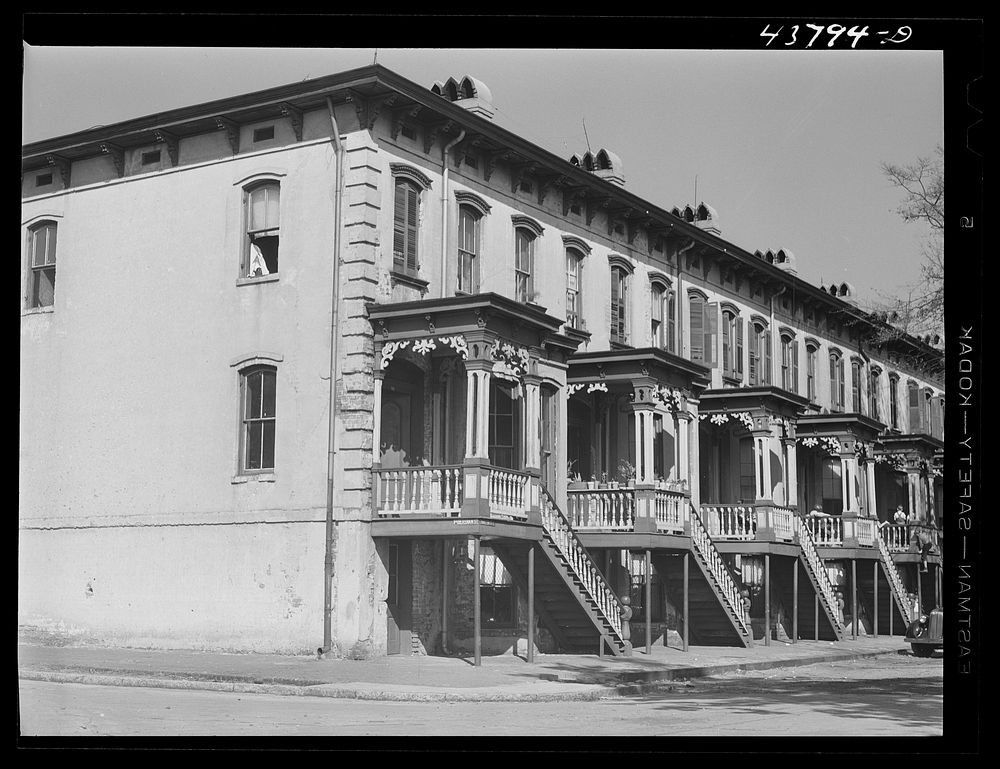 [Untitled photo, possibly related to: Row of houses on Charlton Street, Savannah, Georgia]. Sourced from the Library of…