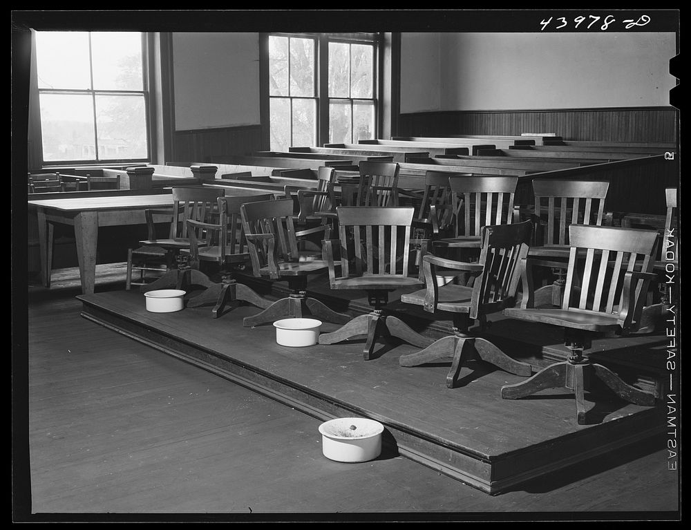 [Untitled photo, possibly related to: Jury section in the courtroom in Franklin. Heard County, Georgia]. Sourced from the…