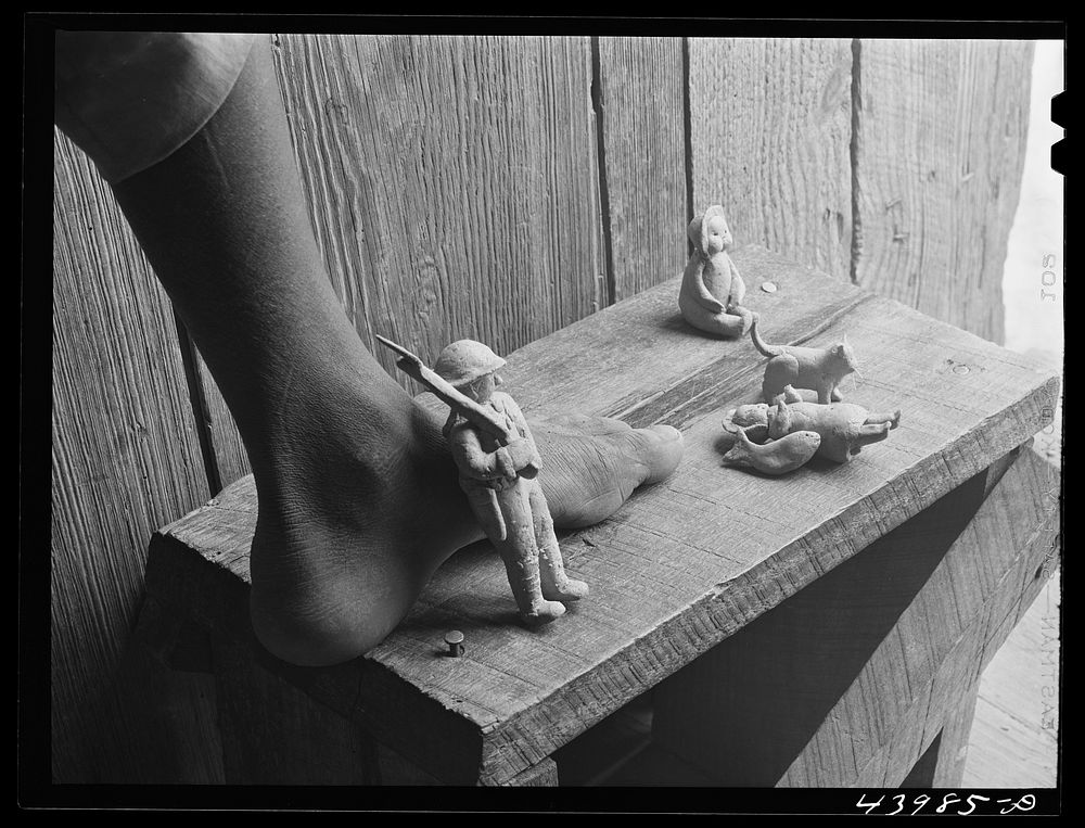 Clay figures modeled by children of FSA (Farm Security Administration) borrower. Heard County, Georgia. Sourced from the…