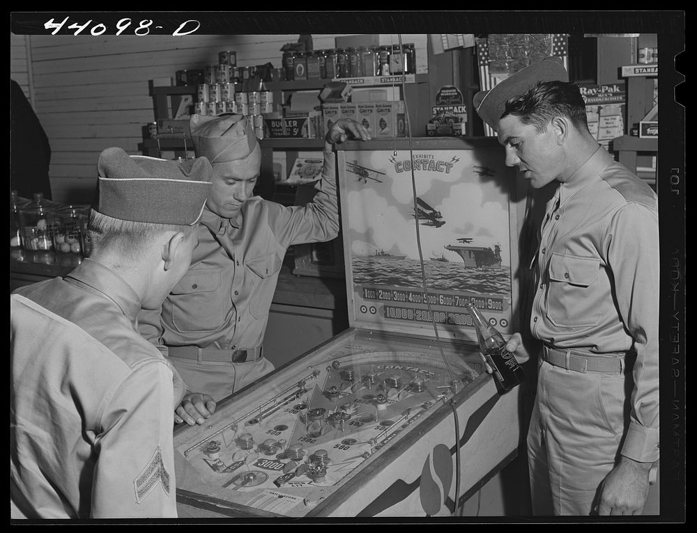 Soldiers from Fort Benning in a country store near Phenix City, Alabama. Sourced from the Library of Congress.