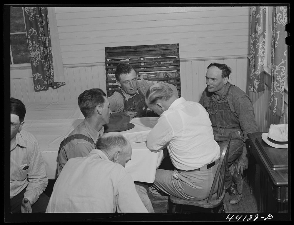 Greene County farmers near White Plains signing up in the Food for Defense program. Greene County, Georgia. Sourced from the…